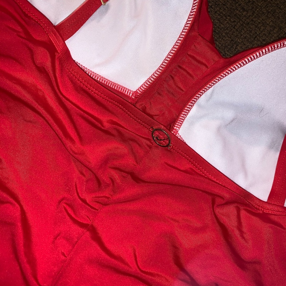 Solid Novelty Shoulder Draped Surplice Swimsuit - image 8